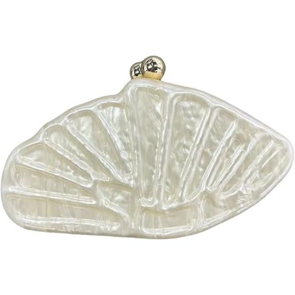 Shell Acrylic Clutch Purse – Elegant Evening Bag with Detachable Chain - Picture 6 of 6